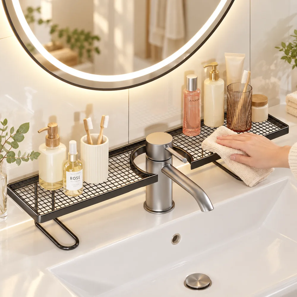 Fgorre sink rack installed in kitchen
