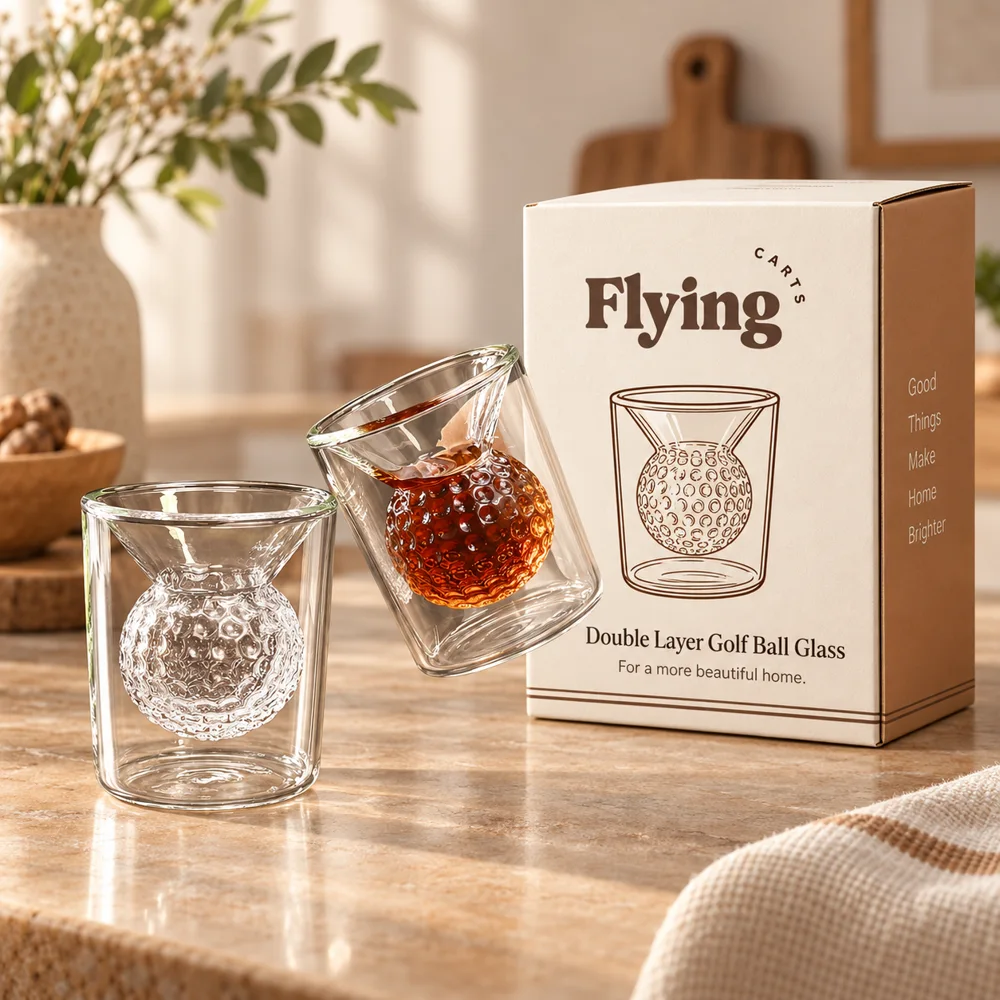 Double Layer Golf Ball Glass styled view
