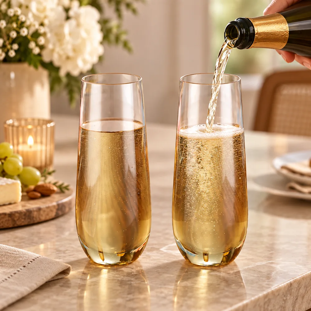 Champagne Crystal Glasses — Everyday setup