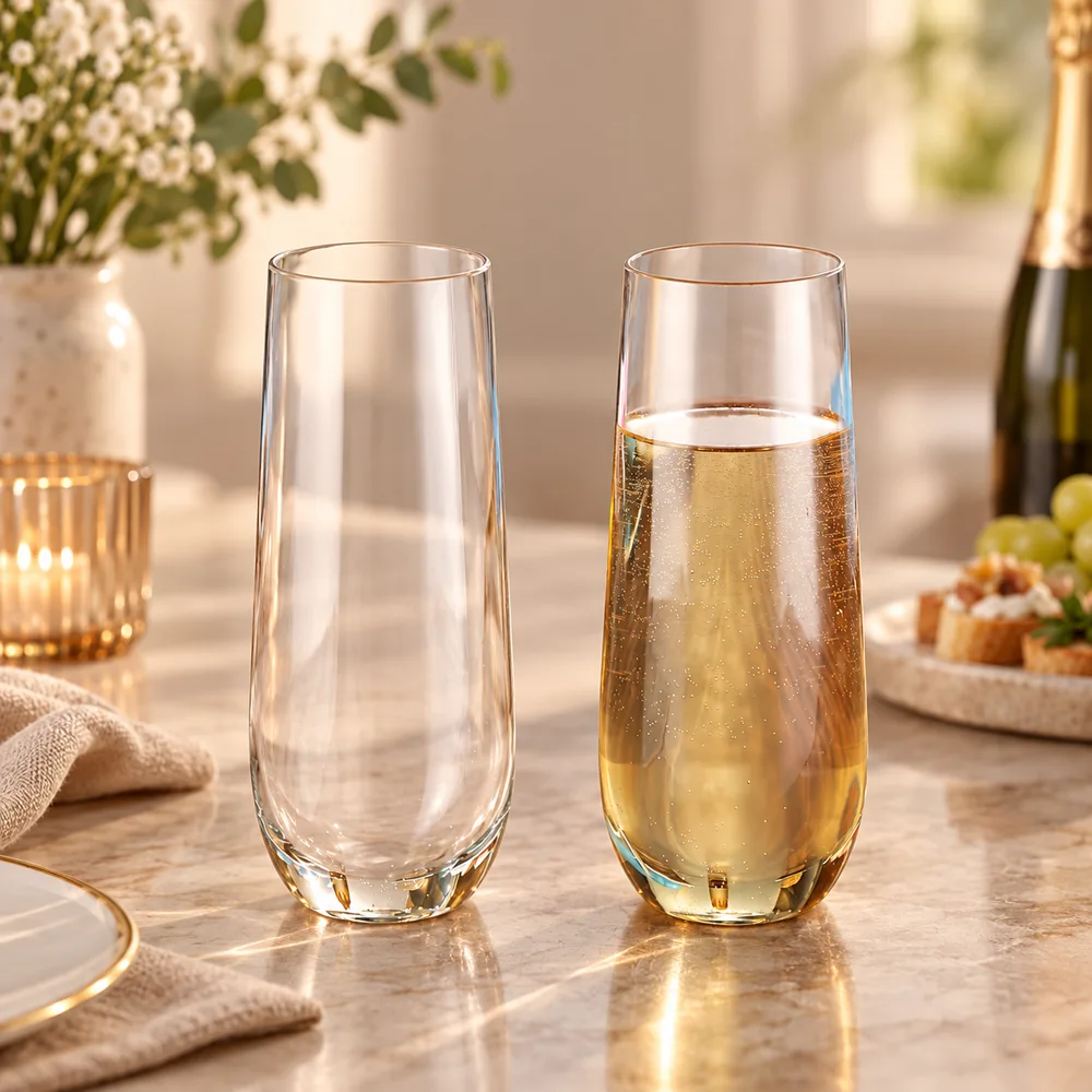 Champagne Crystal Glasses close view
