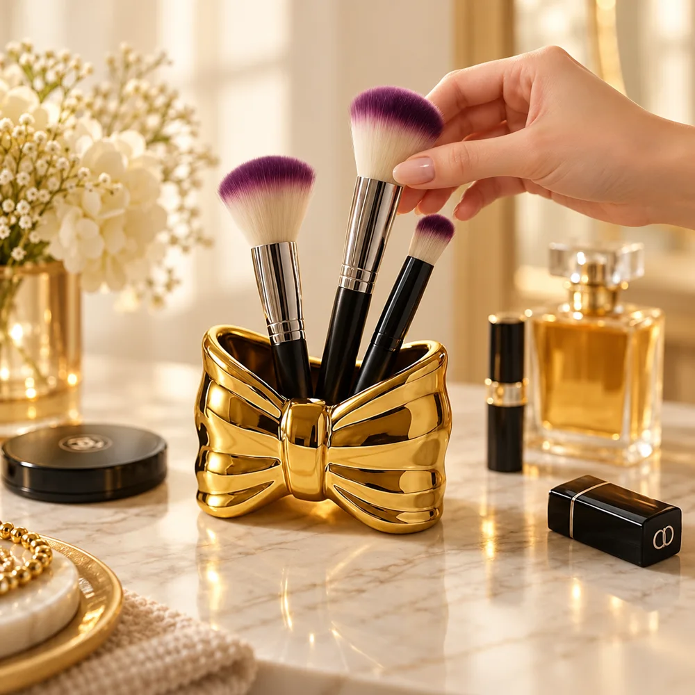 Bow Makeup Brush Holder — Everyday setup