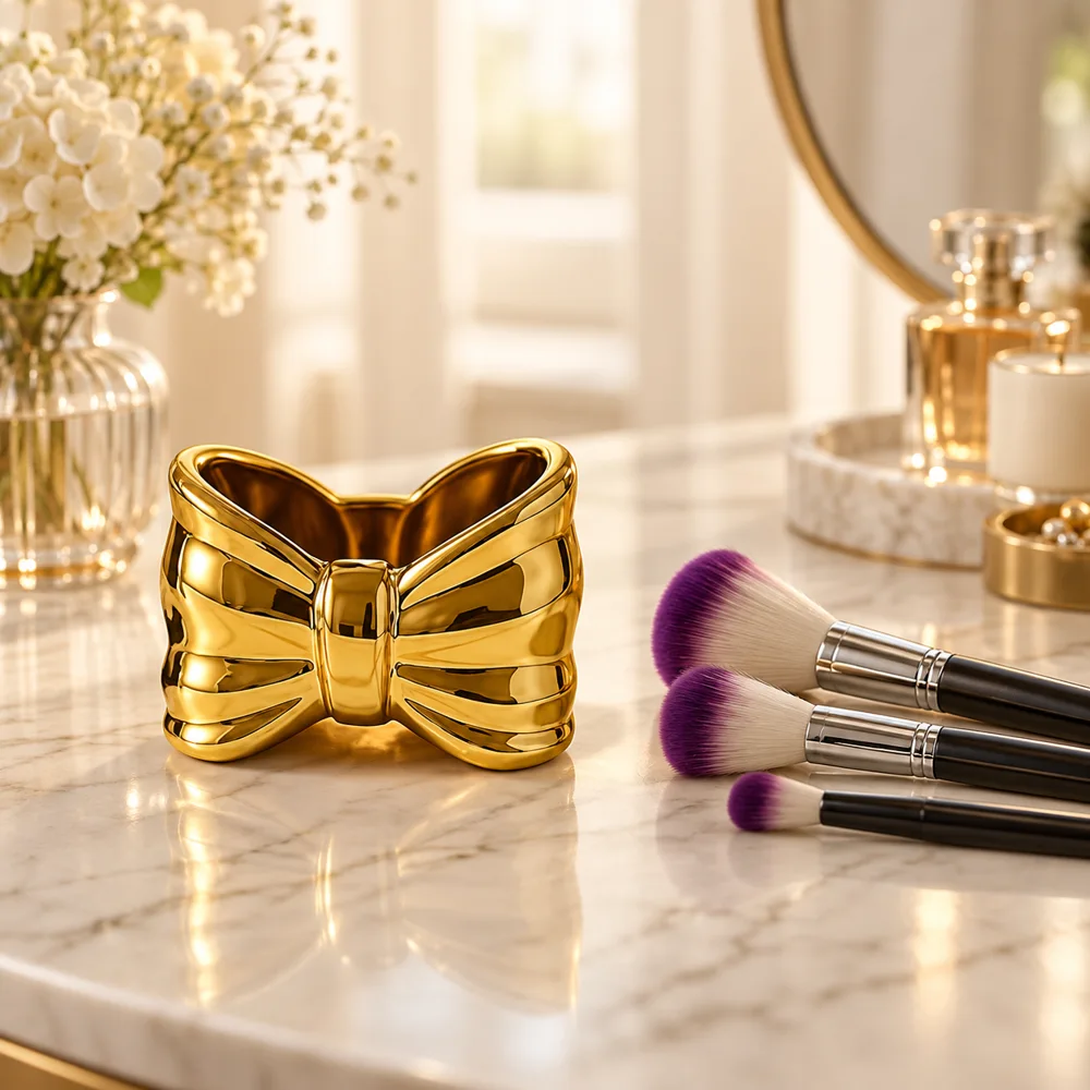 Bow Makeup Brush Holder close view