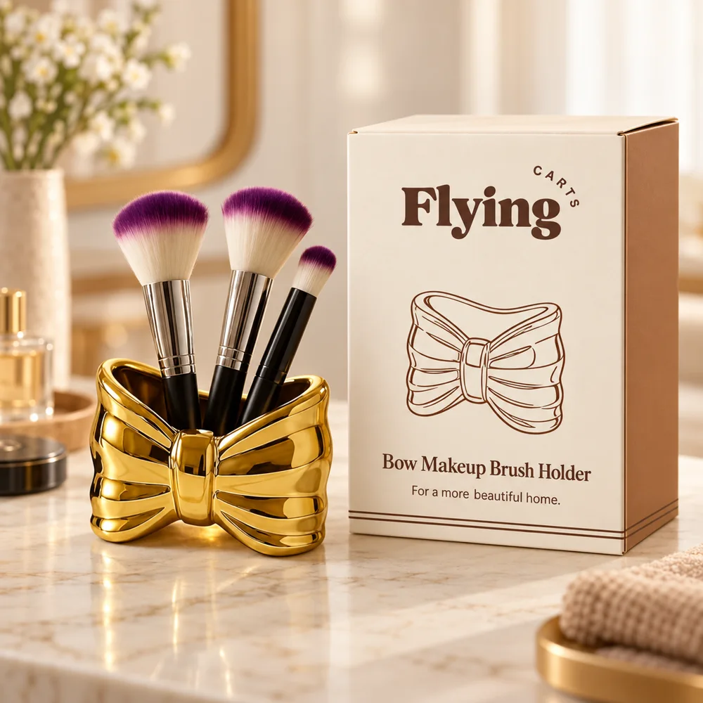 Bow Makeup Brush Holder styled view