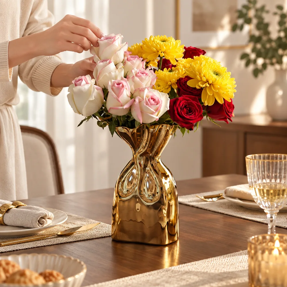 Golden Bag Flower Vase — Ready for your space