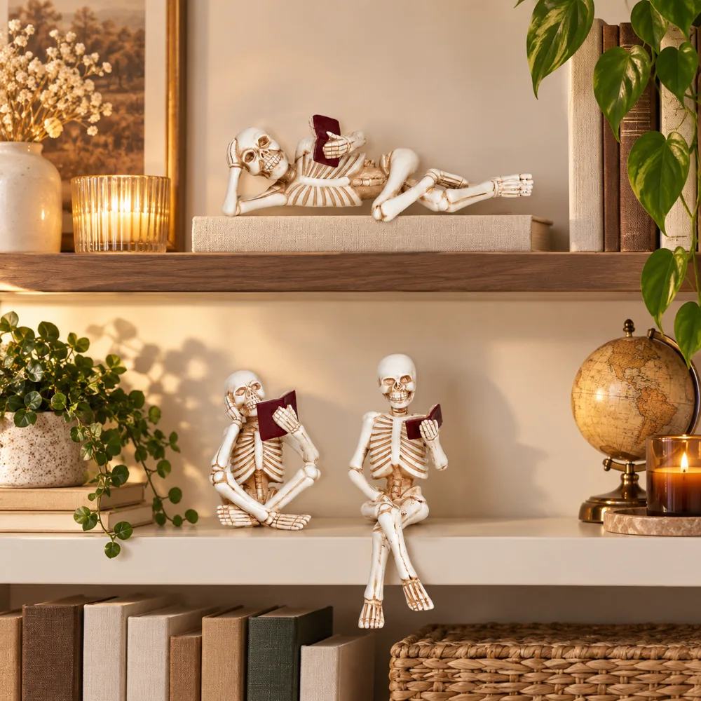 Reading Skeletons Figurines