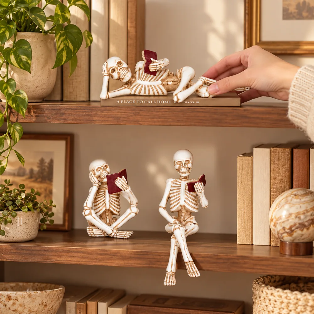 Reading Skeletons Figurines — Everyday setup