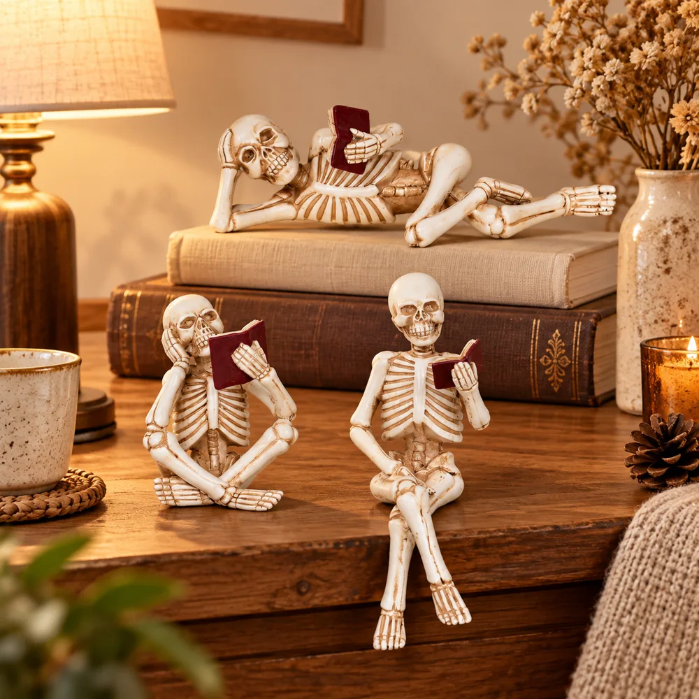 Reading Skeletons Figurines — Ready for your space