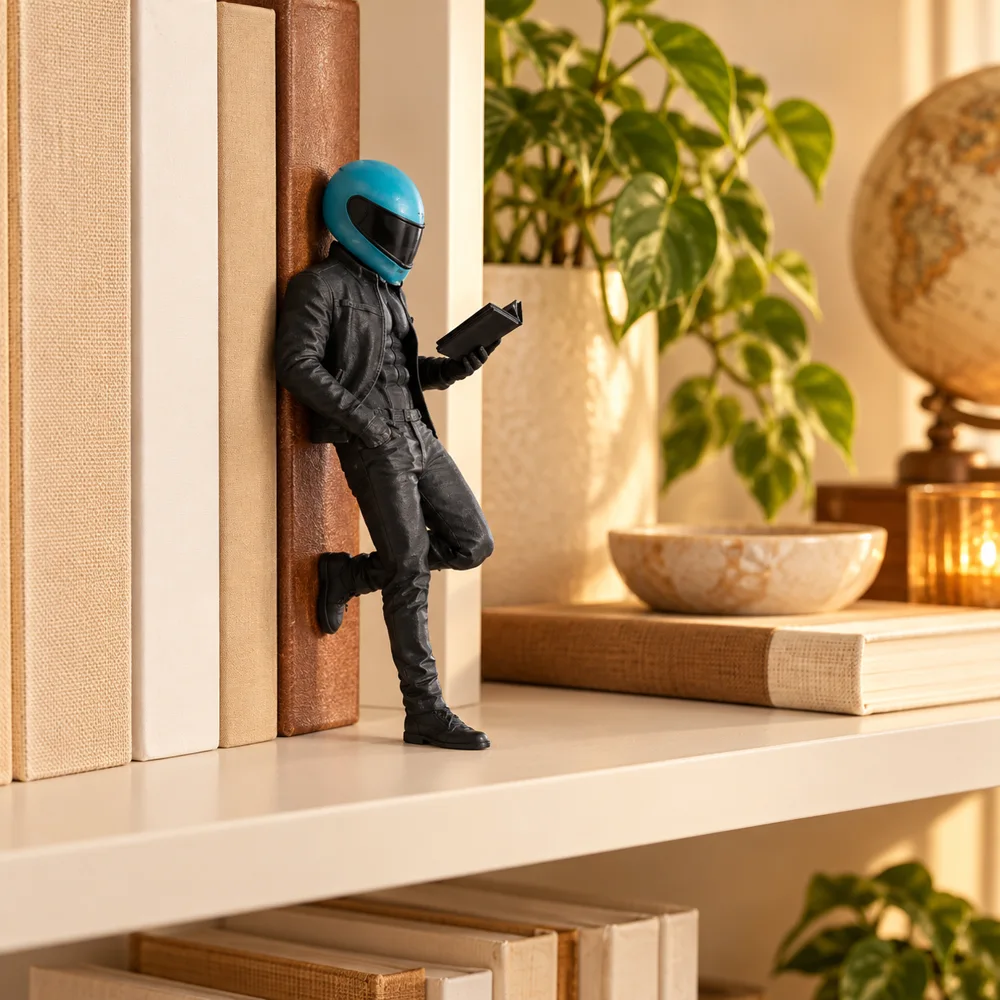 Biker Reader Bookshelf Decor