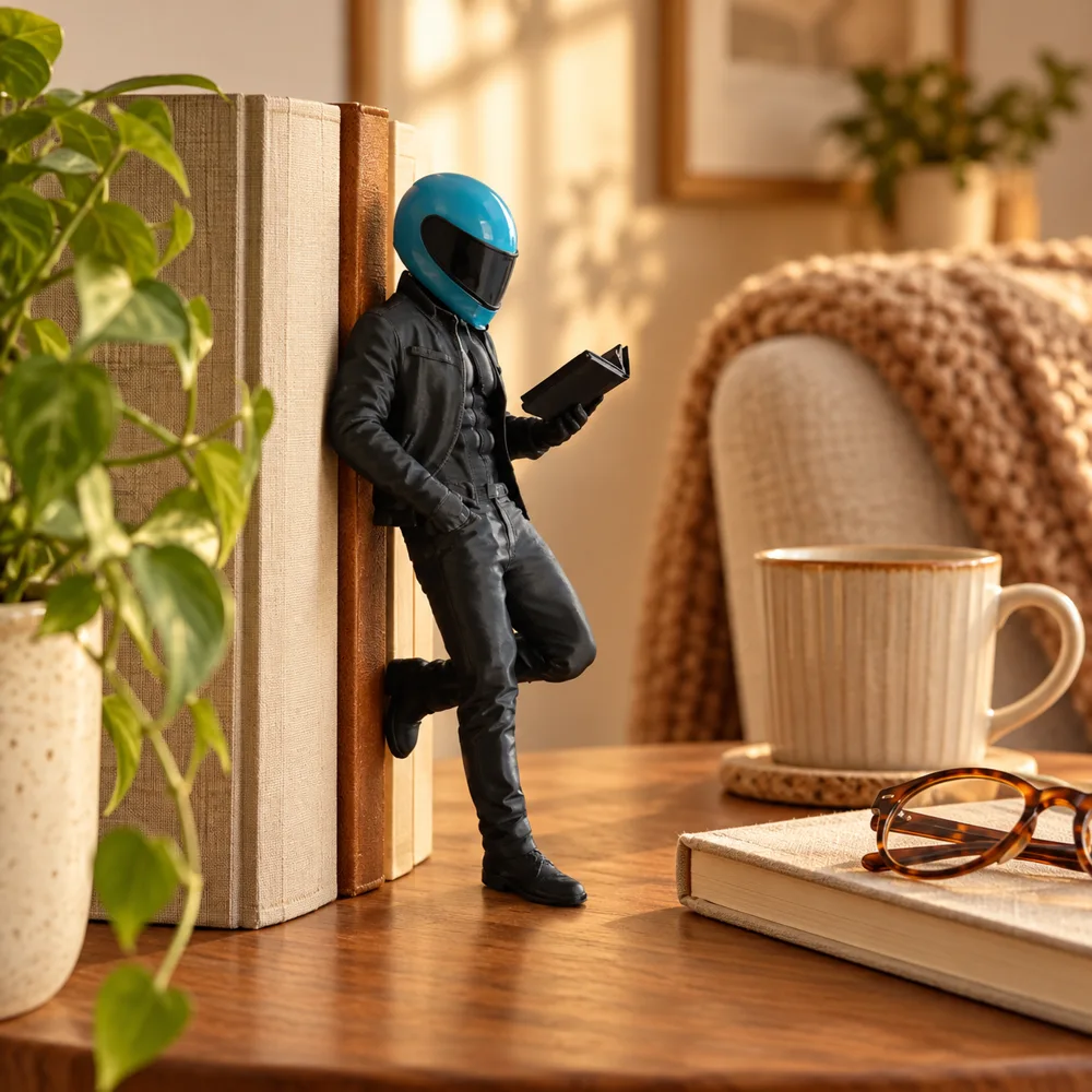 Biker Reader Bookshelf Decor — Ready for your space