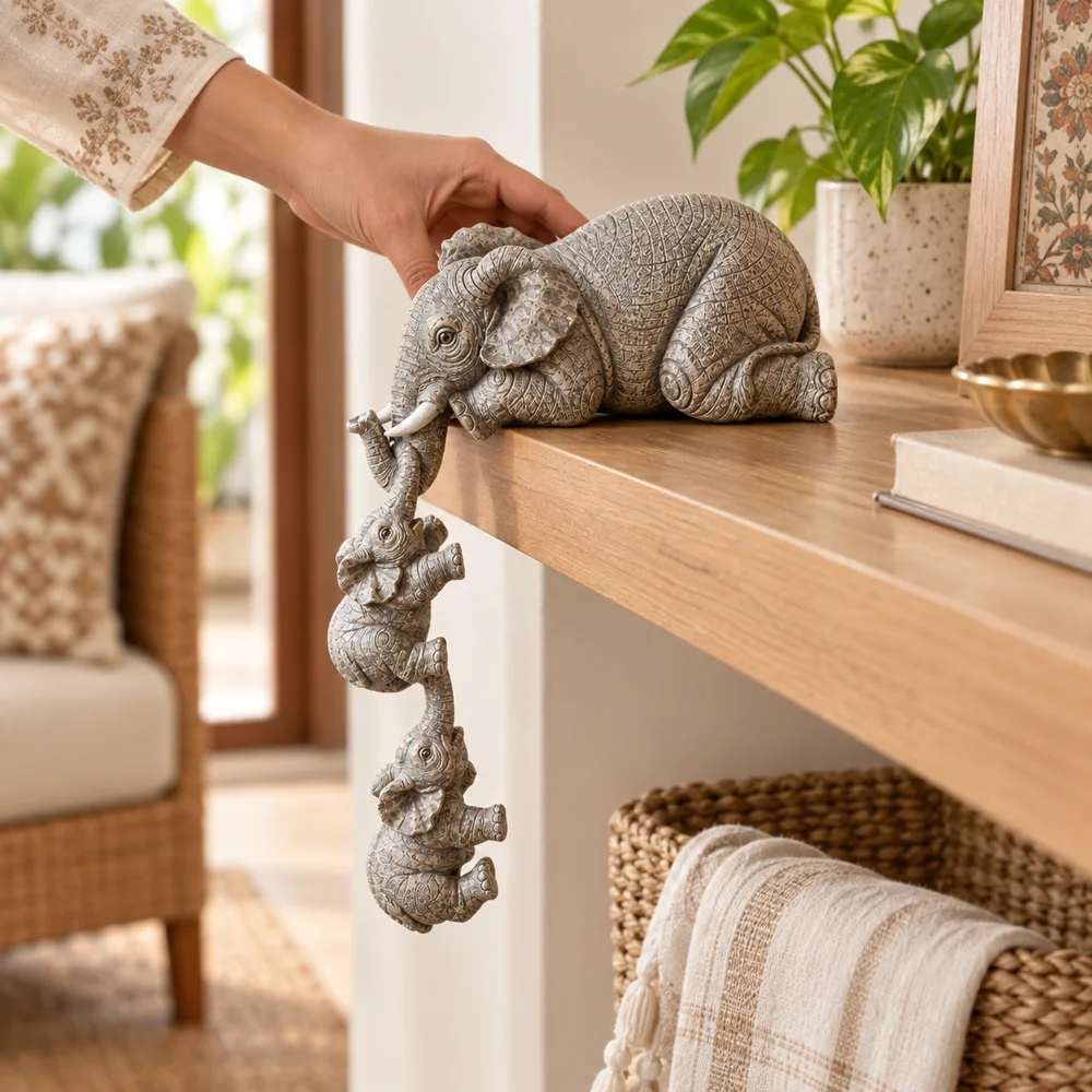 Mother & Baby Elephant Figurine — Everyday setup