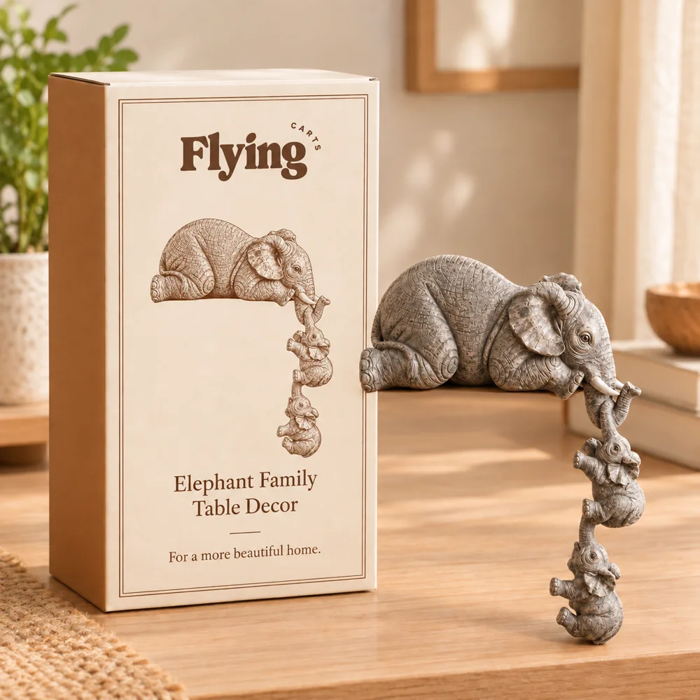 Mother & Baby Elephant Figurine styled view
