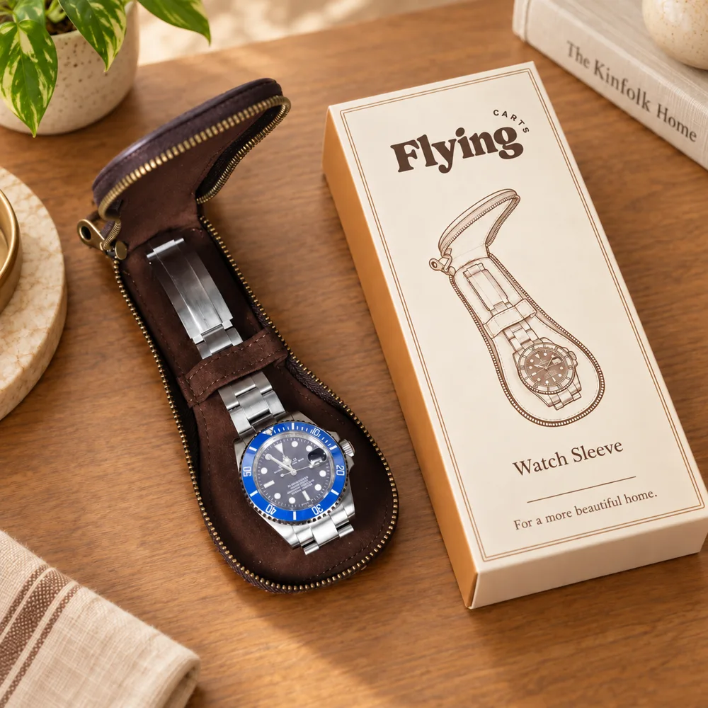 Vintage Leather Watch Sleeve styled view