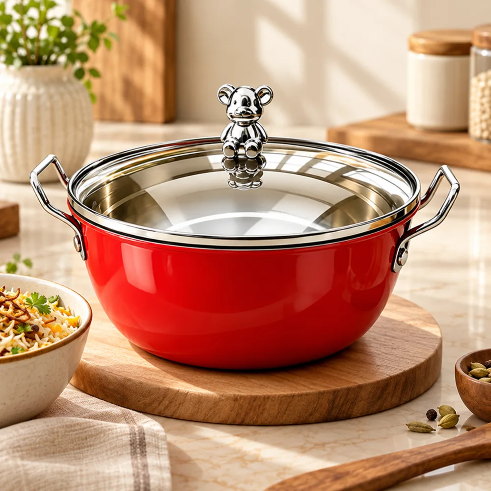 Colorful Bear Cooking Pot close view
