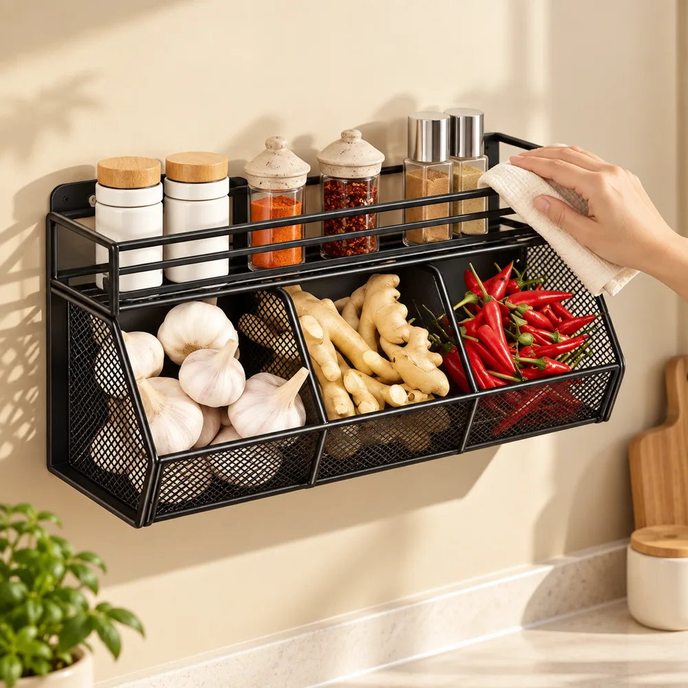 Wall Mounted Food Storage Rack close view