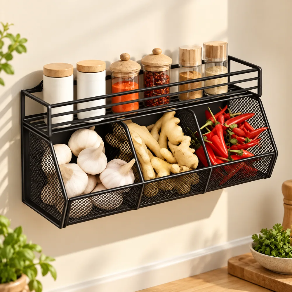 Wall Mounted Food Storage Rack styled view