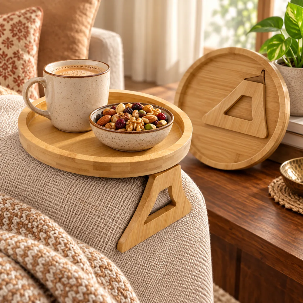 Bamboo Sofa Tray close view