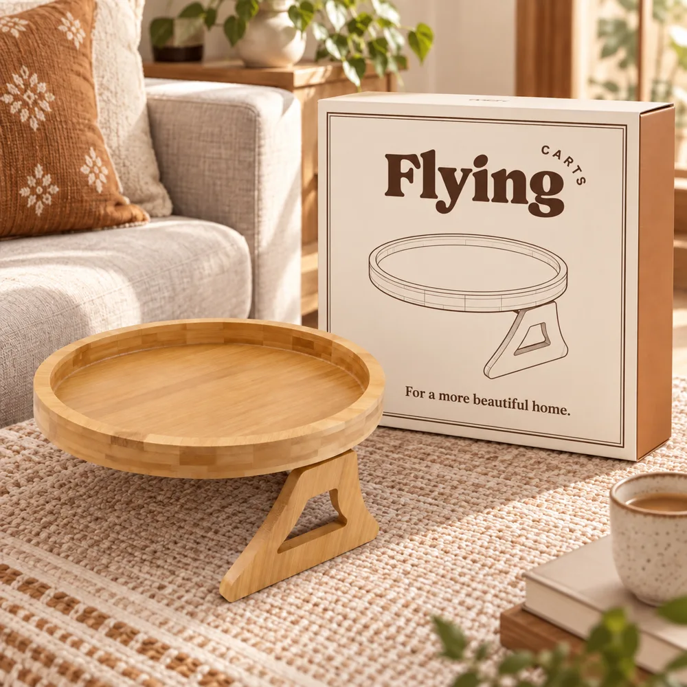 Bamboo Sofa Tray styled view