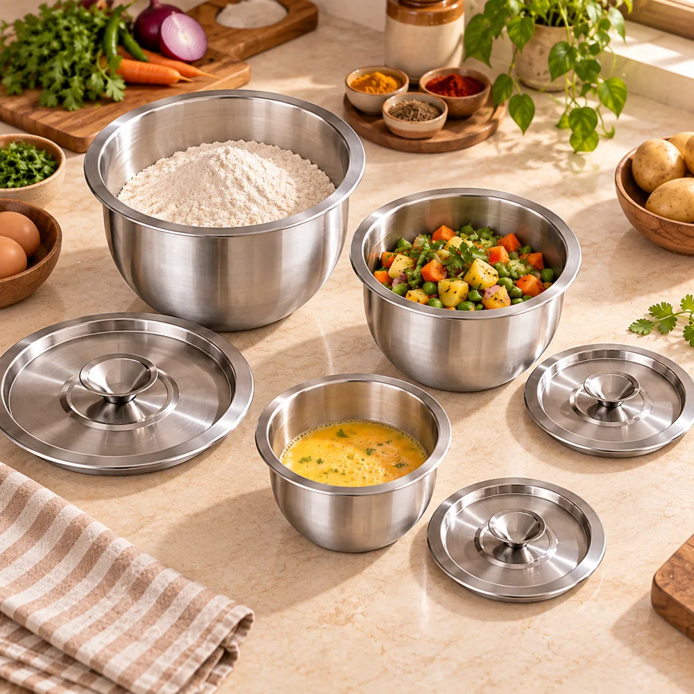 Stainless Steel Mixing Bowl Set close view