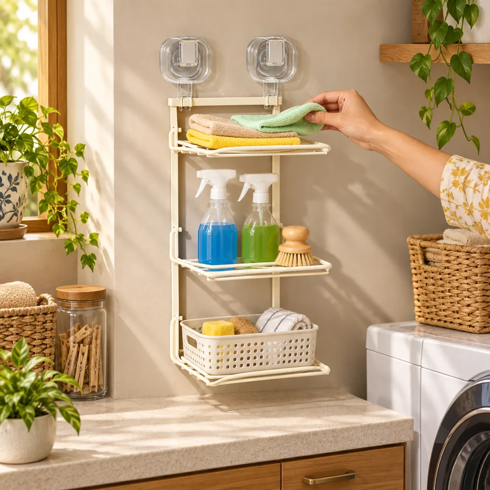 Folding Kitchen Storage Rack styled view