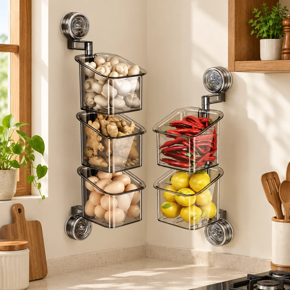 Wall-Mounted Suction Cup Rotating Organizer