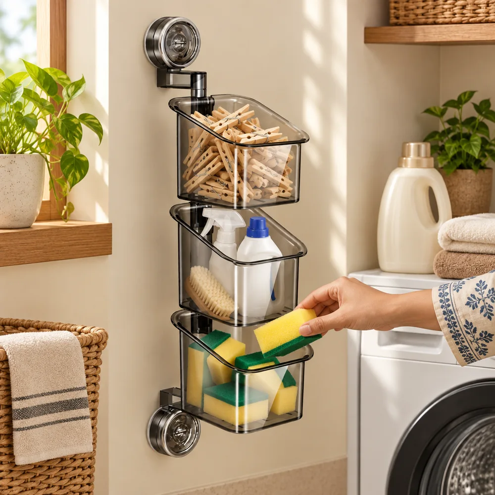 Wall-Mounted Suction Cup Rotating Organizer styled view
