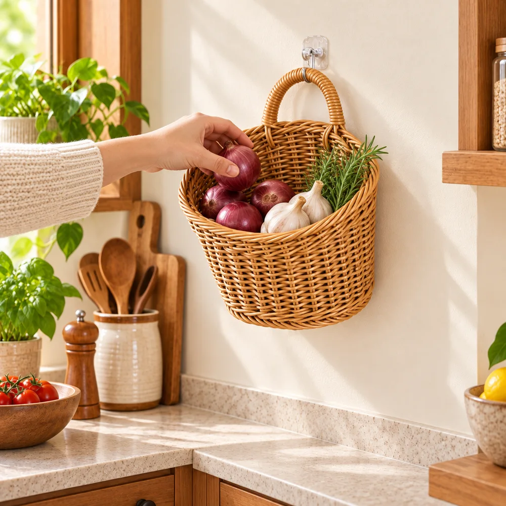 Woven Wall Storage Basket — Everyday setup