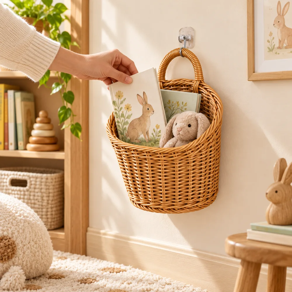 Woven Wall Storage Basket close view