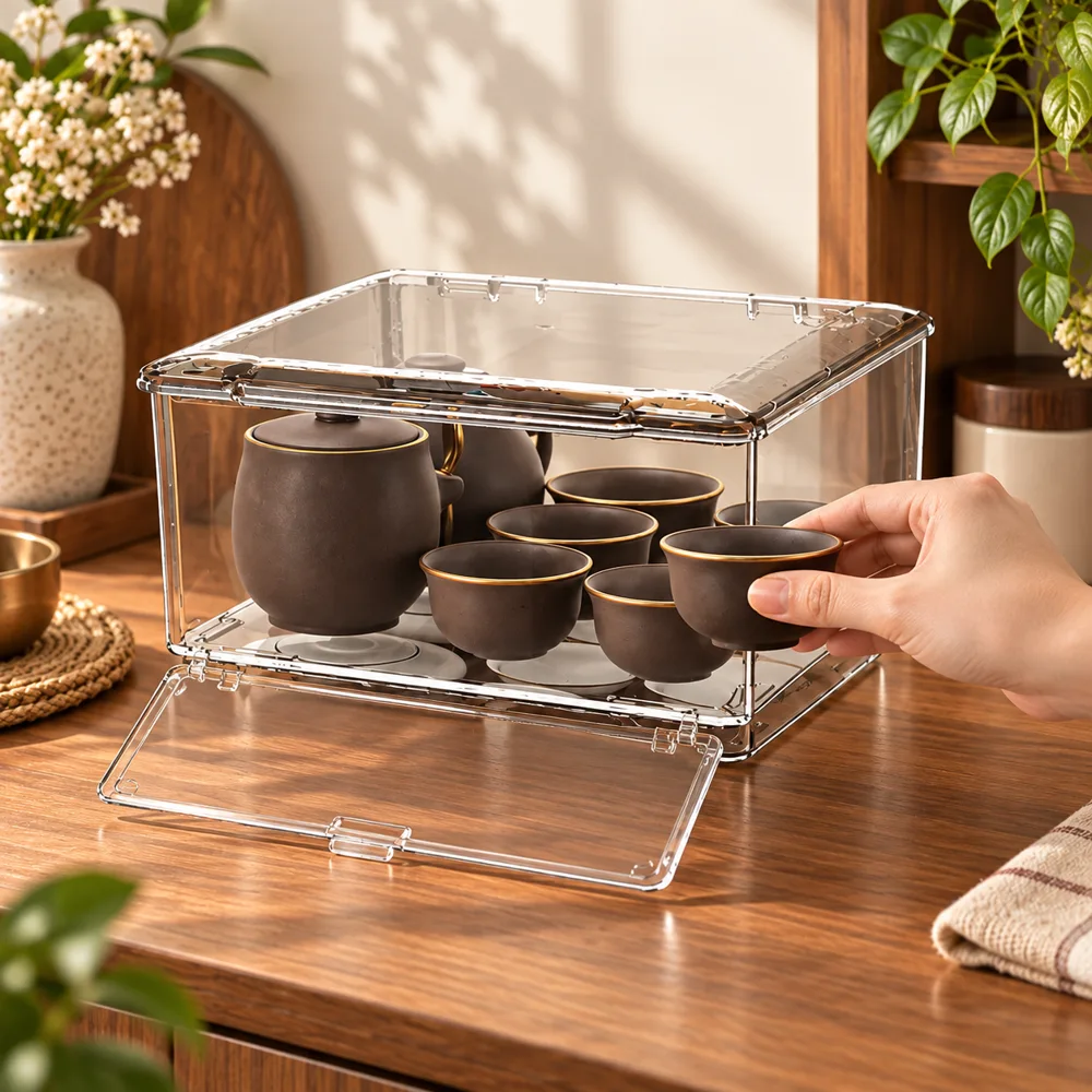 Transparent Desktop Storage Box — Everyday setup