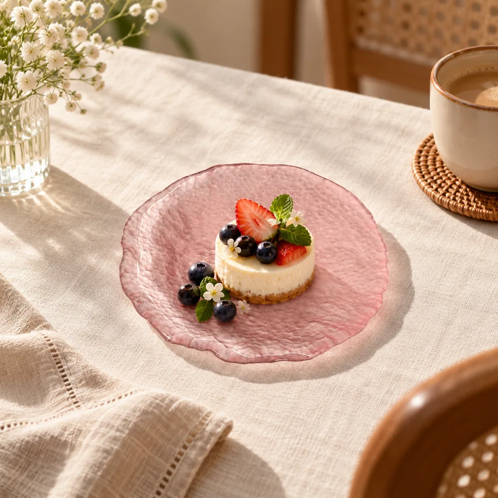 Blush Glacier Round Dessert Plates (Small Pink Plate)