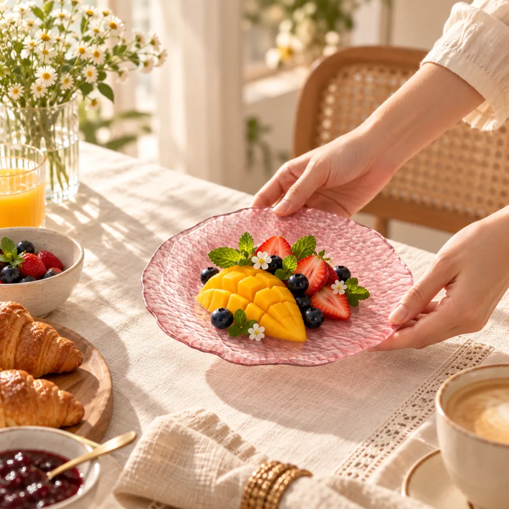 Blush Glacier Round Dessert Plates (Small Pink Plate) — Form and function
