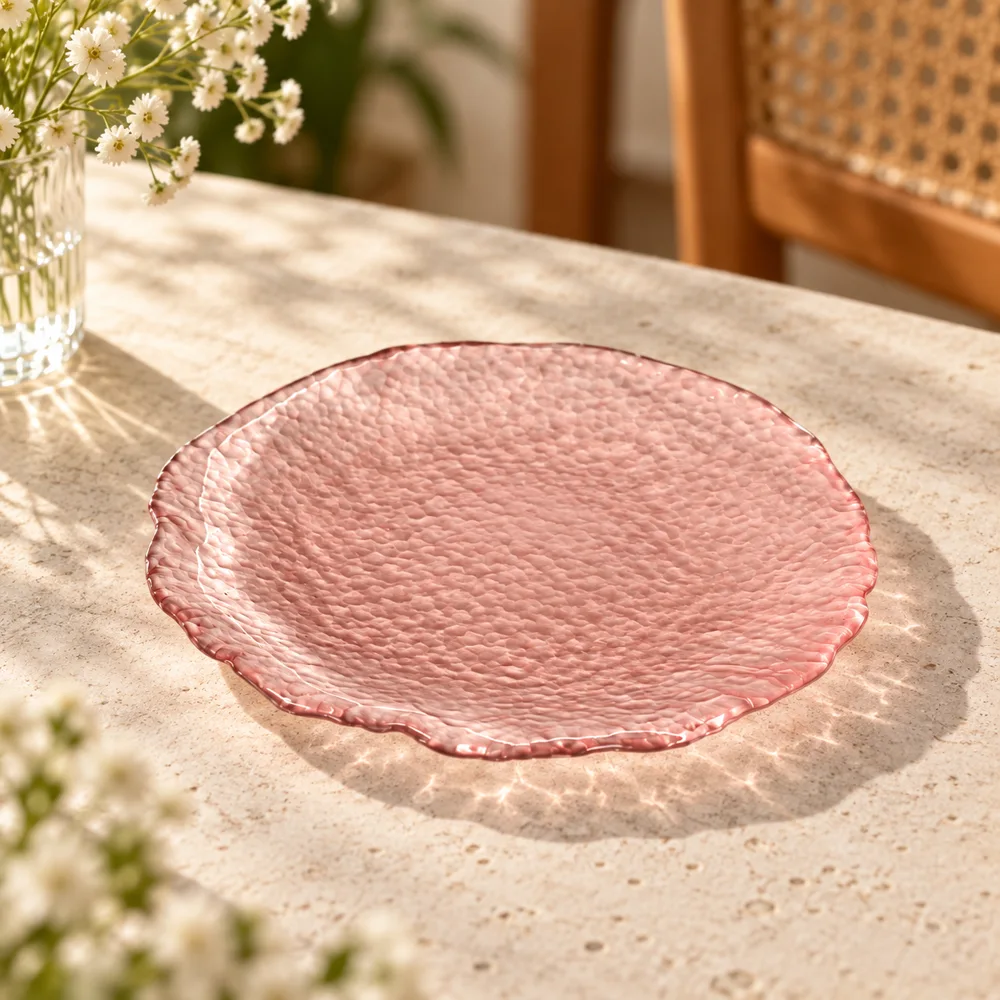 Blush Glacier Round Dessert Plates (Small Pink Plate) close view