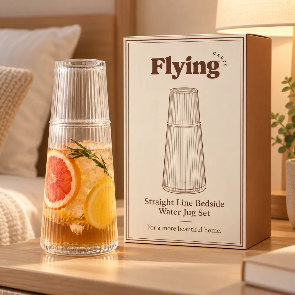 Linear Ribbed Bedside Carafe Set (Carafe & Glass) styled view