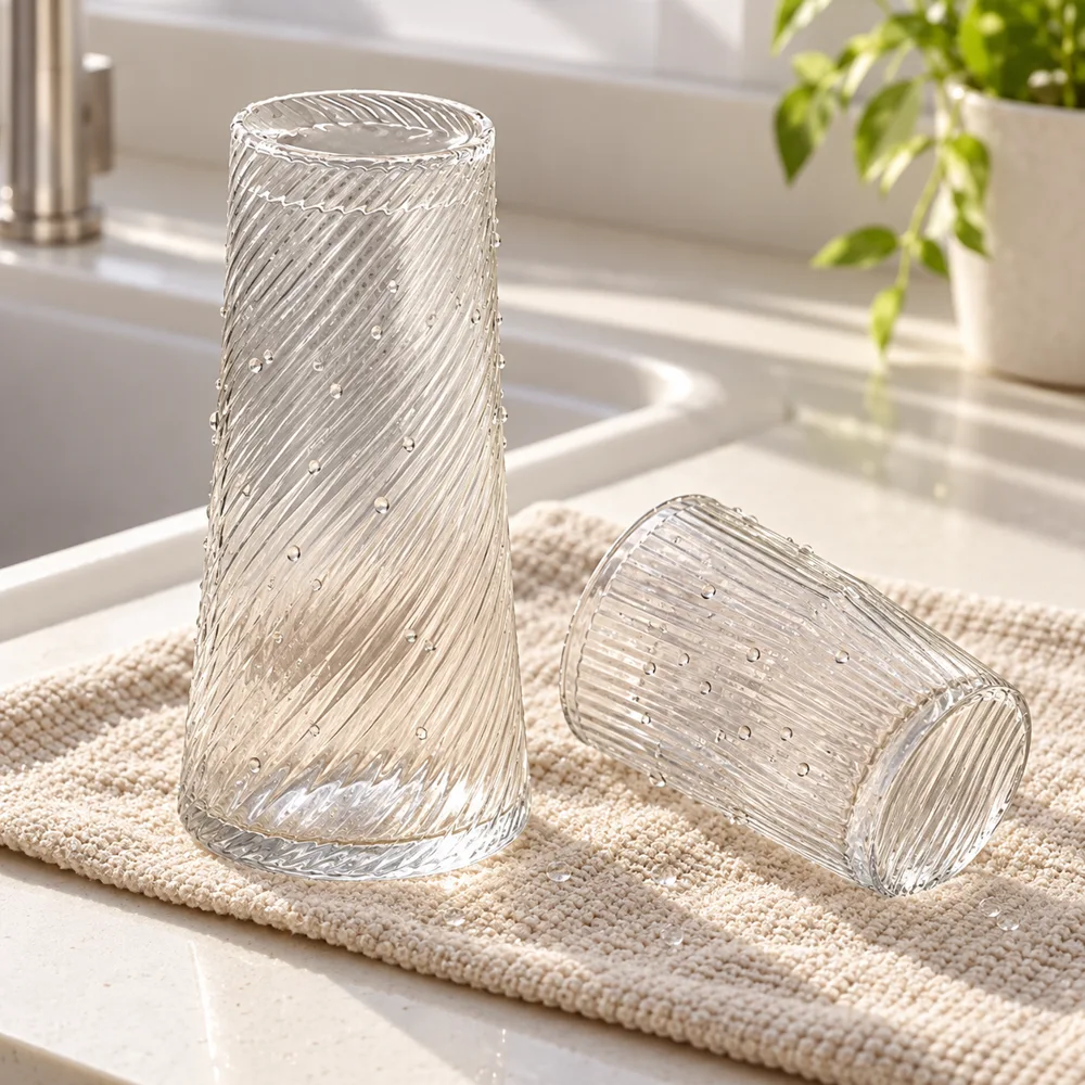 Diagonal Ribbed Bedside Carafe Set (Carafe & Glass) detail