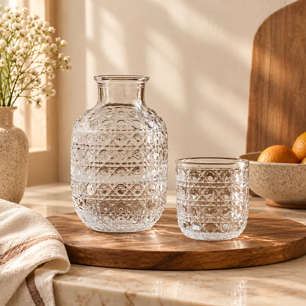 Embossed Pitcher & Glass Set (1 Pitcher & 1 Glass)