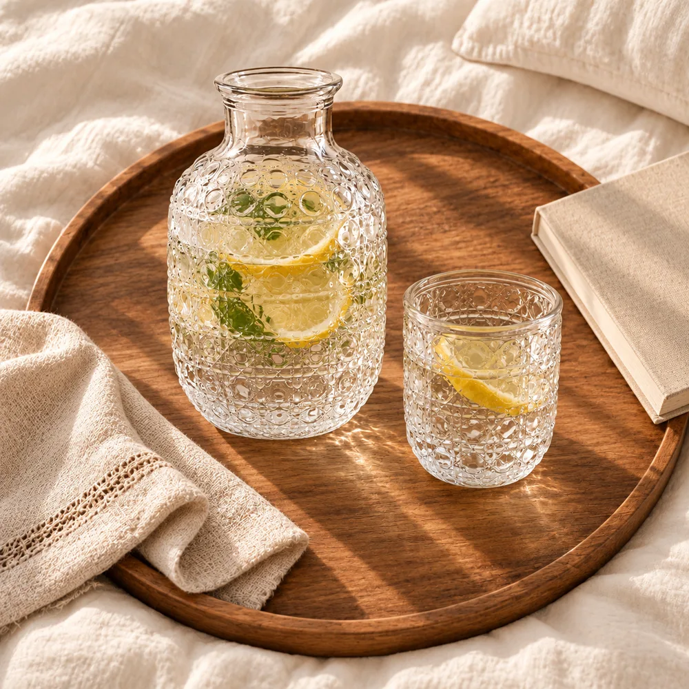 Embossed Pitcher & Glass Set (1 Pitcher & 1 Glass) — Ready for your space