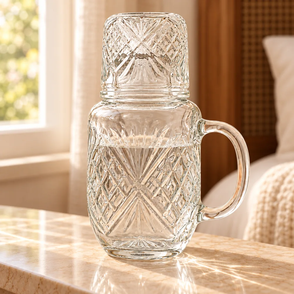Sunburst Embossed Carafe Set (540 ml Carafe & Glass) detail