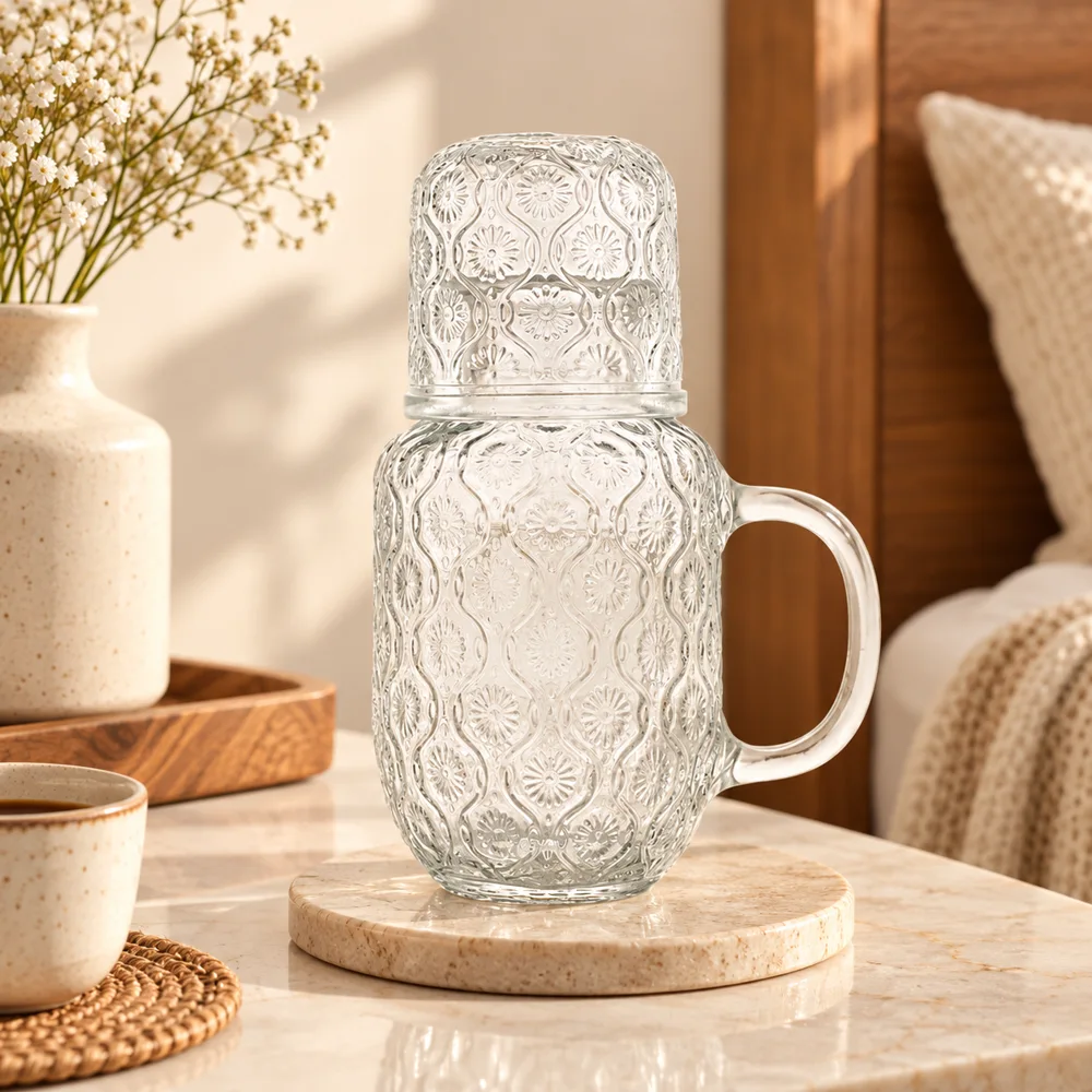 Orbit Embossed Carafe Set (540 ml Carafe & Glass)