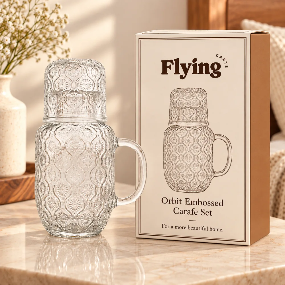 Orbit Embossed Carafe Set (540 ml Carafe & Glass) styled view