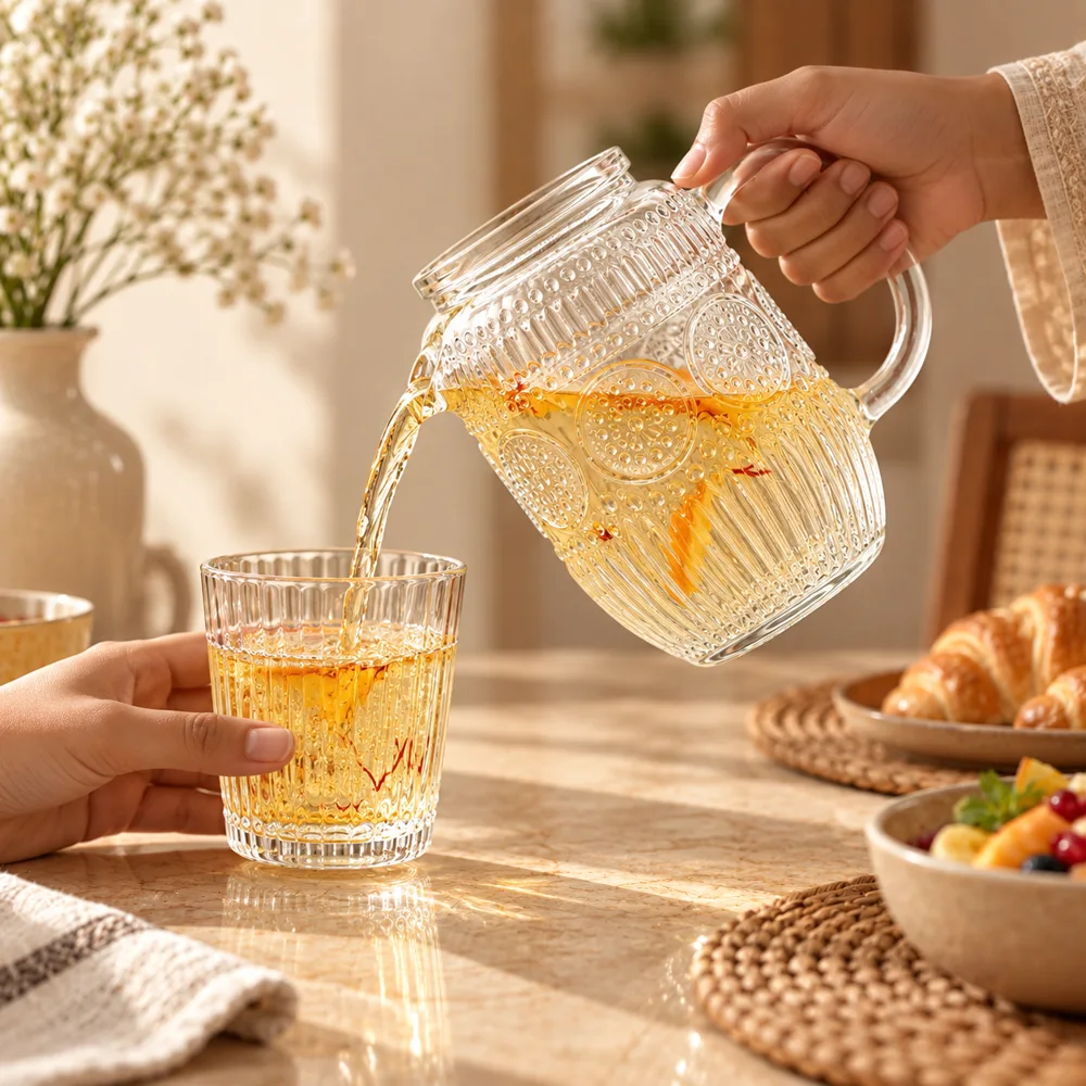 Linear Glass Carafe Set (540 ml Carafe & Glass) — Form and function