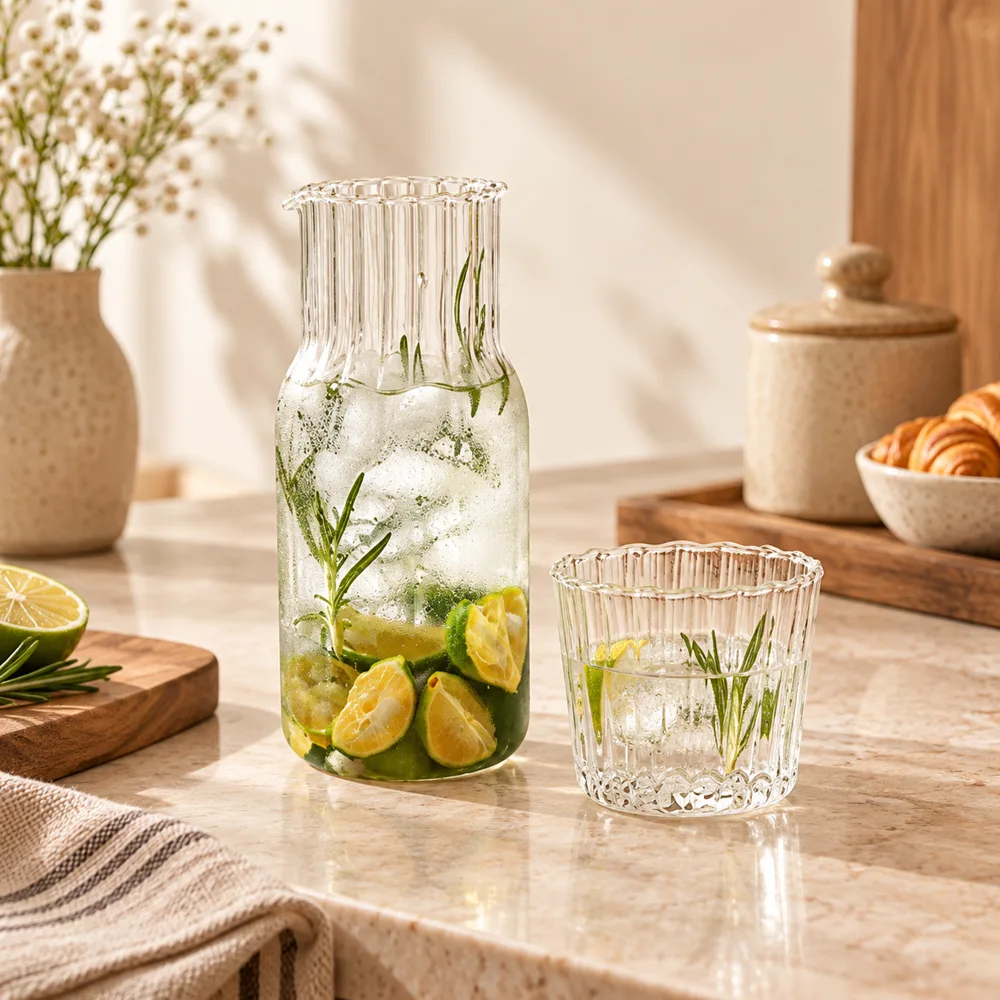 Compact Bedside Carafe & Glass (Large Carafe & Glass)