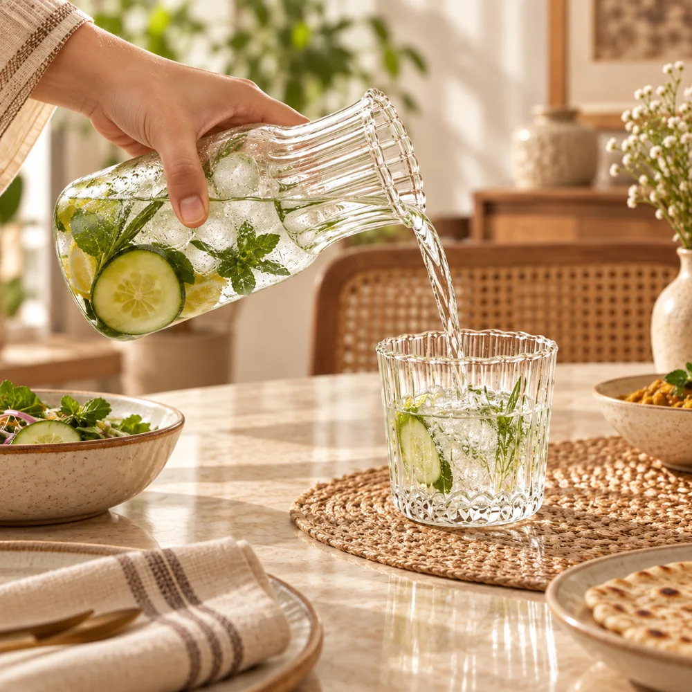 Compact Bedside Carafe & Glass (Large Carafe & Glass) — Form and function