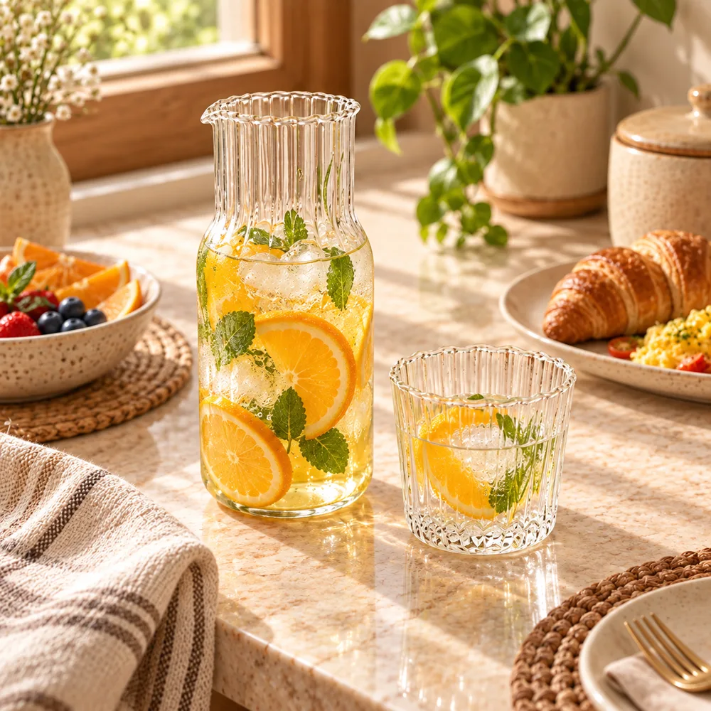 Compact Bedside Carafe & Glass (Large Carafe & Glass) — Ready for your space