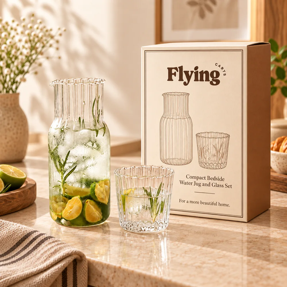 Compact Bedside Carafe & Glass (Large Carafe & Glass) styled view