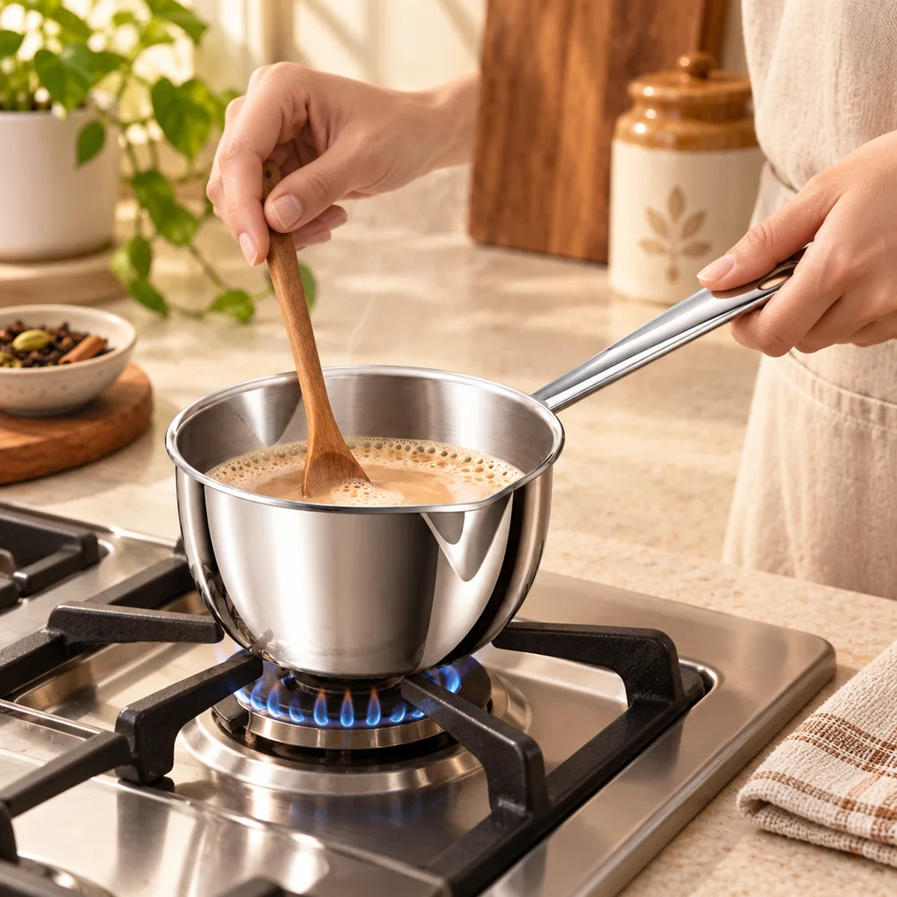 All-Steel Handle Mini Pouring Pan (250 ml) — Everyday setup