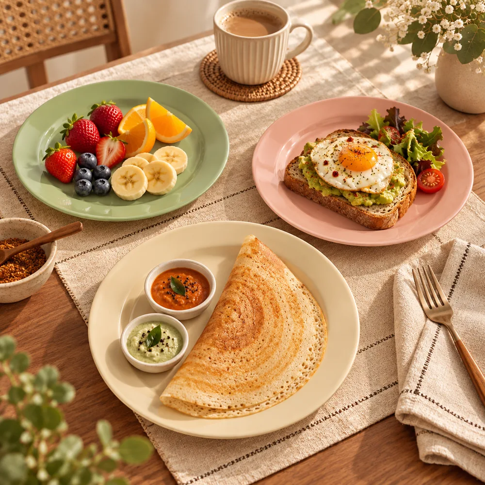 Pastel Breakfast Plates (20 cm) in use
