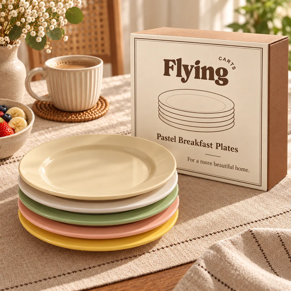 Pastel Breakfast Plates (20 cm) styled view