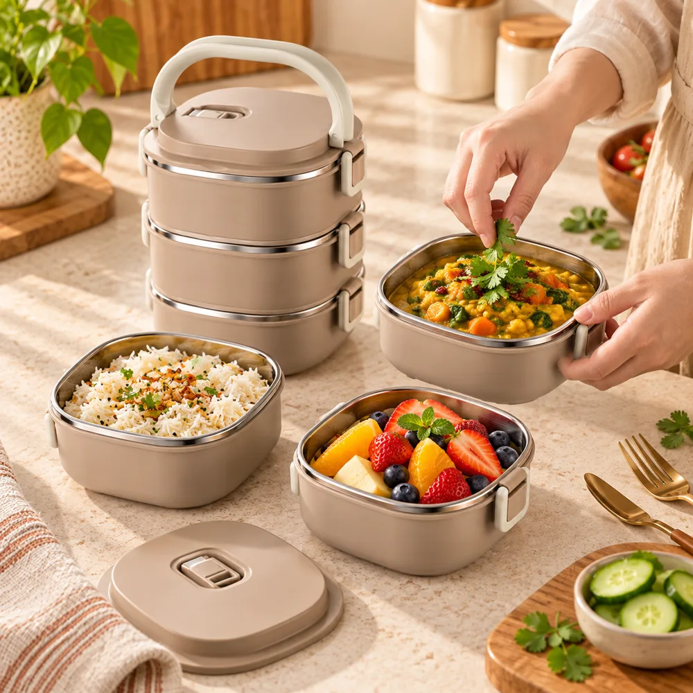 Stackable Stainless Steel Lunch Box (1400 ml & 2 Layers) — Form and function