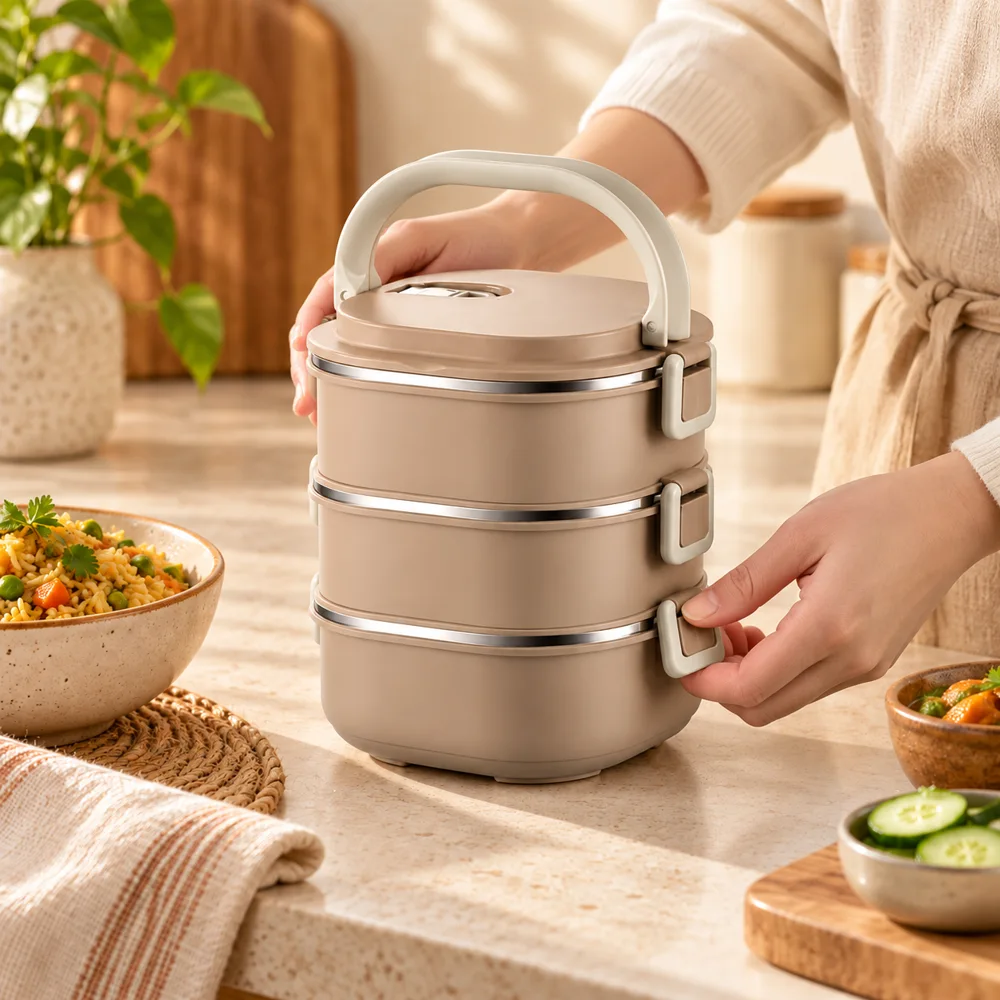 Stackable Stainless Steel Lunch Box (1400 ml & 2 Layers) detail