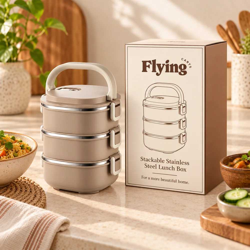 Stackable Stainless Steel Lunch Box (1400 ml & 2 Layers) styled view