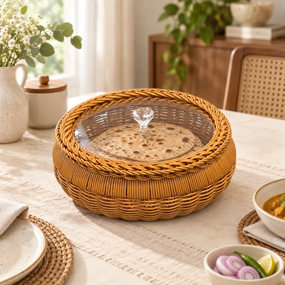 Round Lidded Woven Basket (30 × 11 cm)